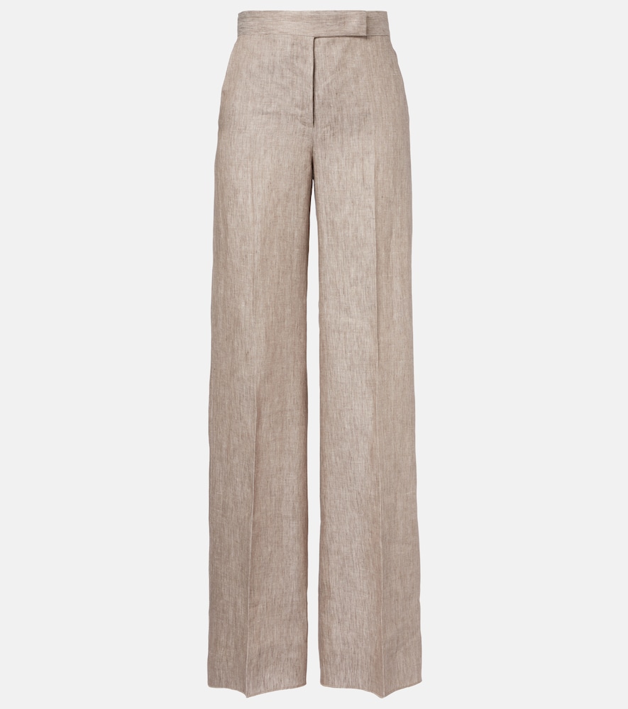 Deserto herringbone linen wide-leg pants