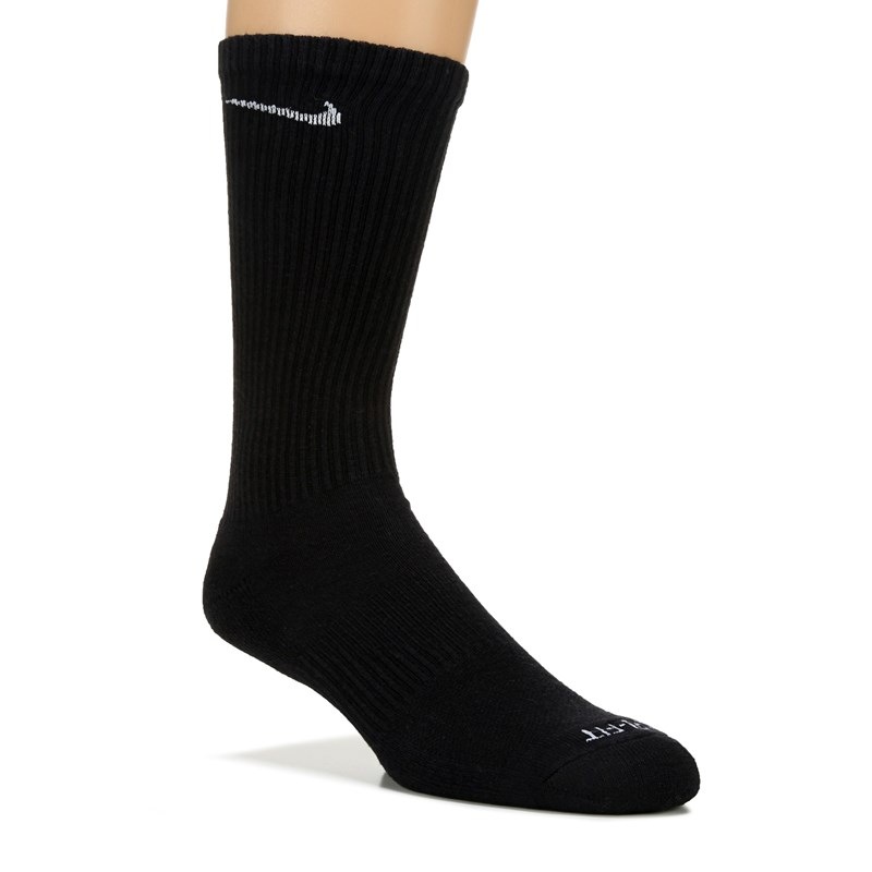 Men's 6 Pack Large Everyday Plus Cushion Crew Socks (Black/White/Carbon)