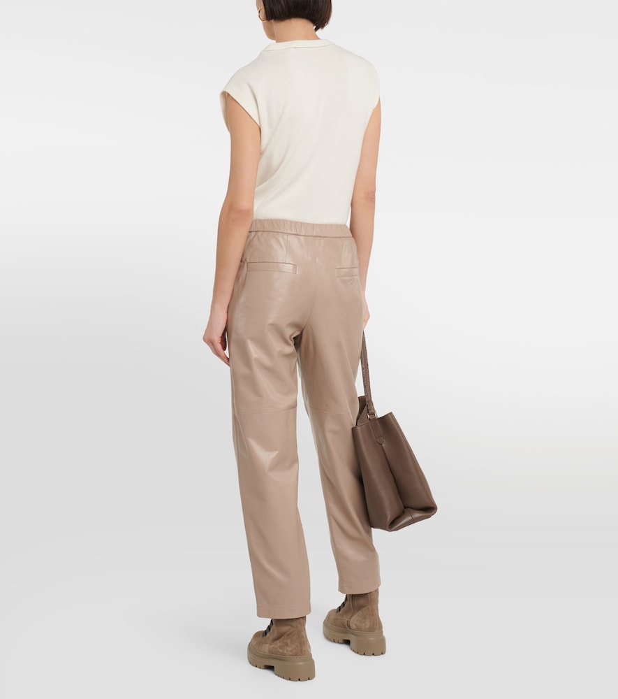 Mid-rise leather pants