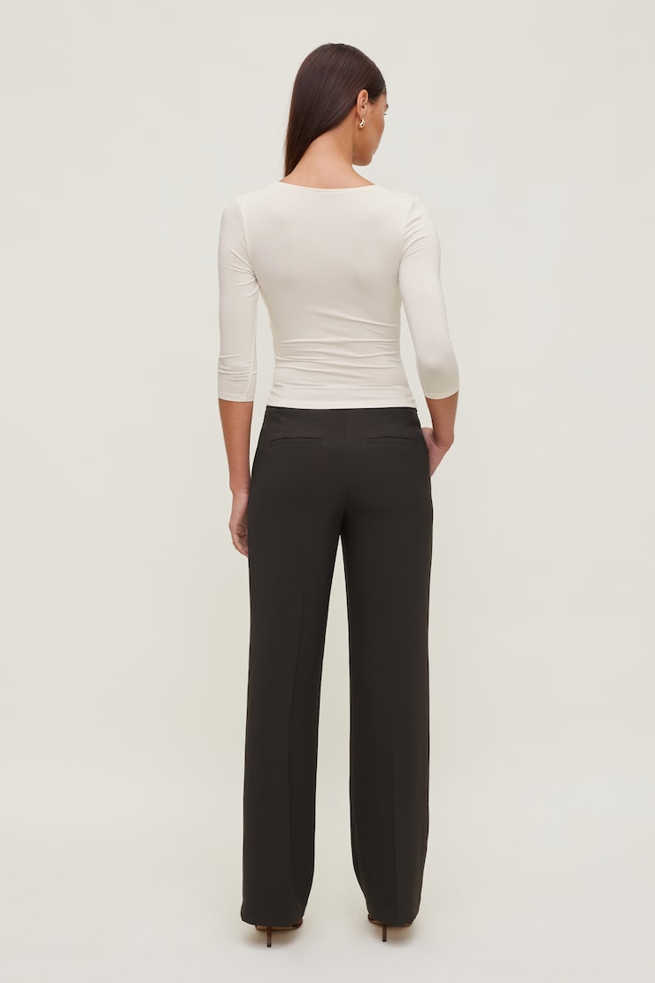 Camelia Crepe Straight Leg Pants - Brown - Women Clothing