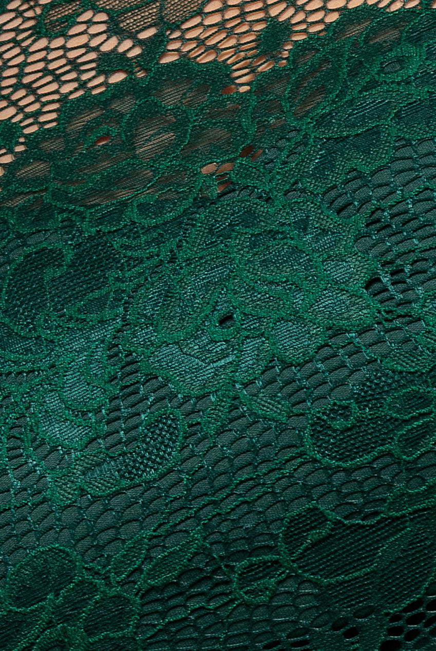 Goddiva Plus Scalloped Lace A-Line Maxi Dress - Emerald Green