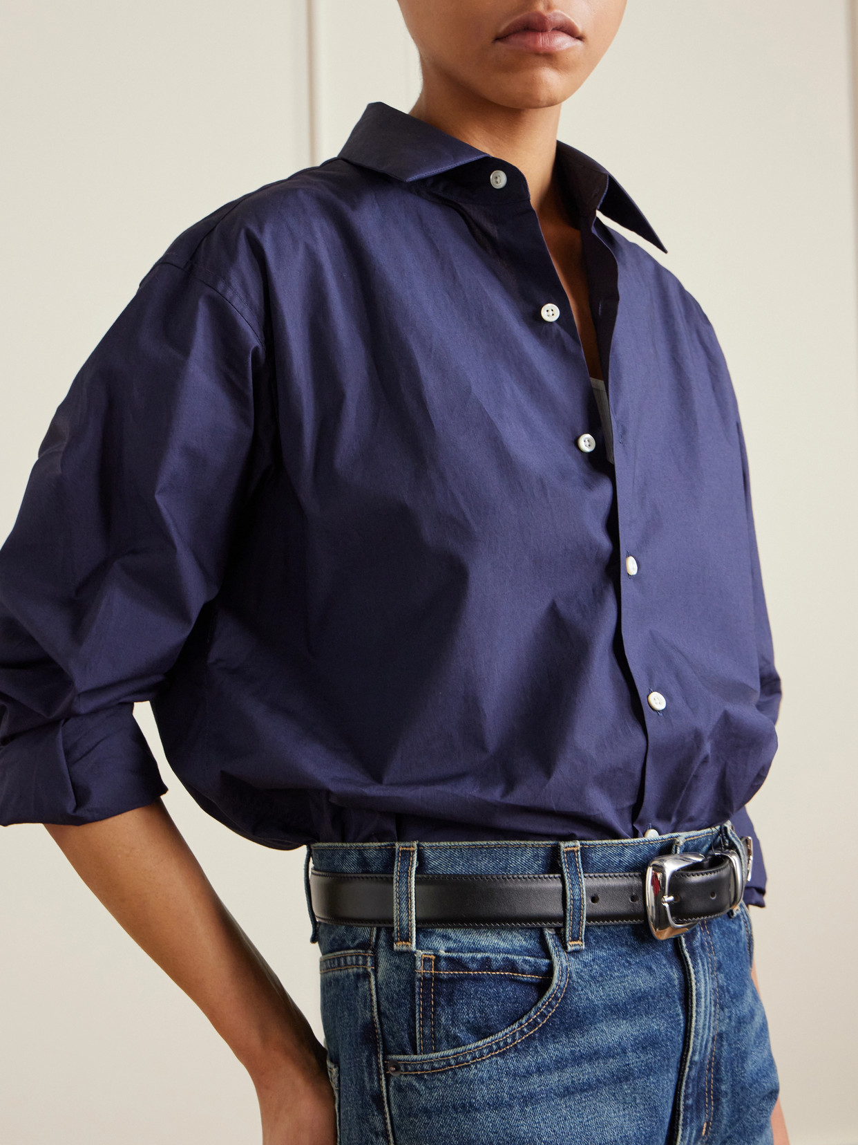 Cotton-poplin Shirt - Navy