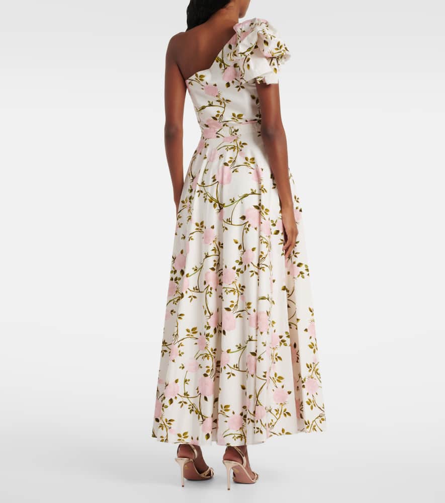 One-shoulder ruffled cotton cocktail dress