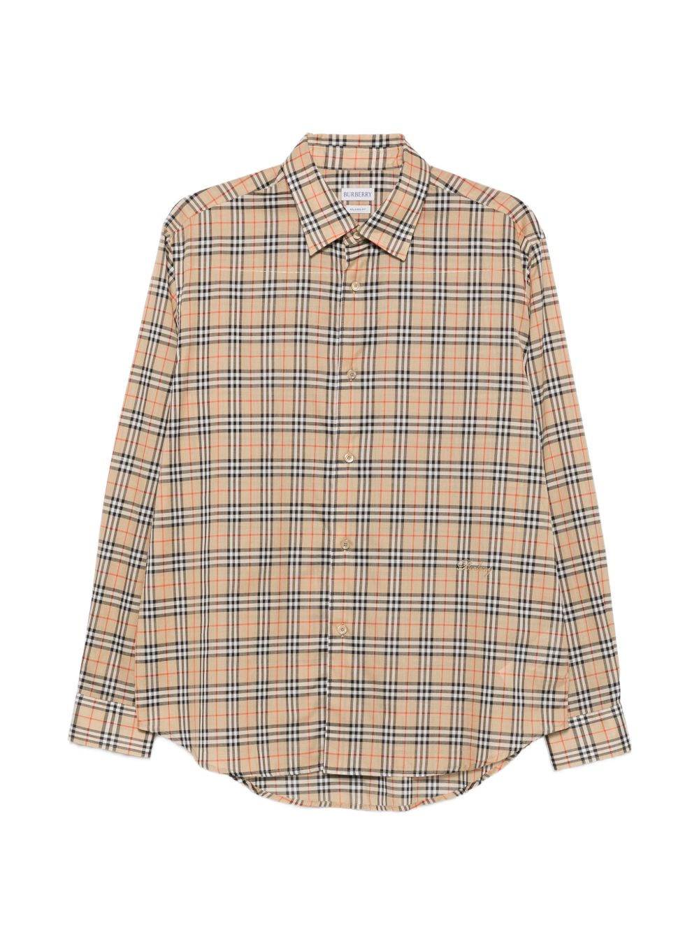 Check Cotton Shirt — Beige