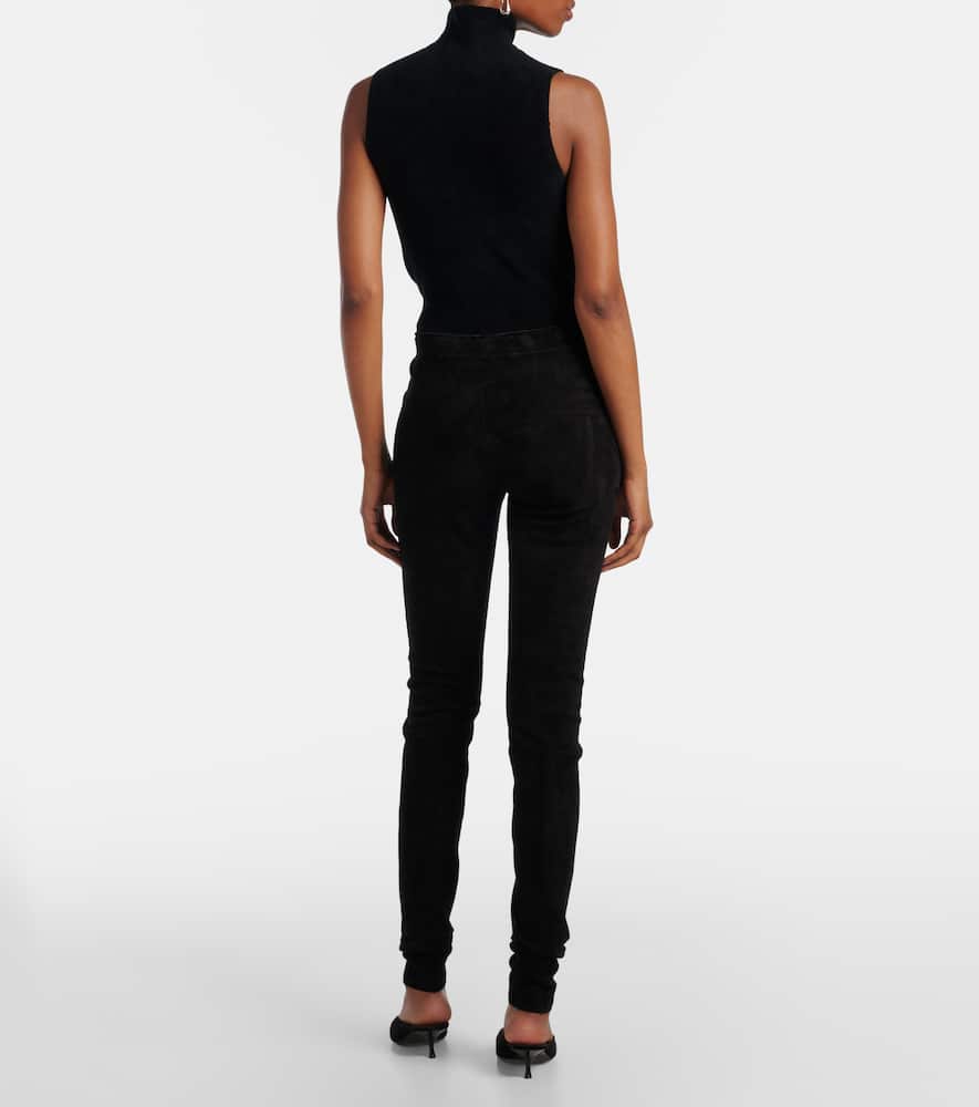 Carolyn mid-rise suede leggings
