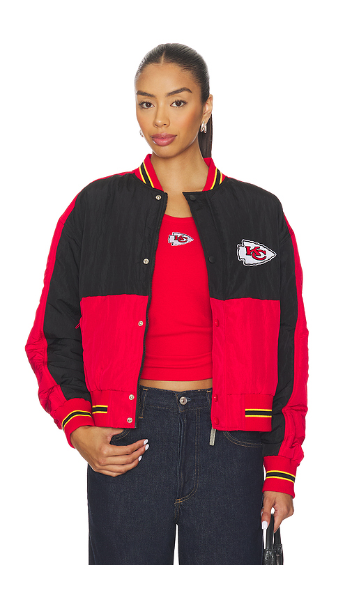 Terez x REVOLVE Chiefs Crop Bomber in Black & Red. S also in XXS