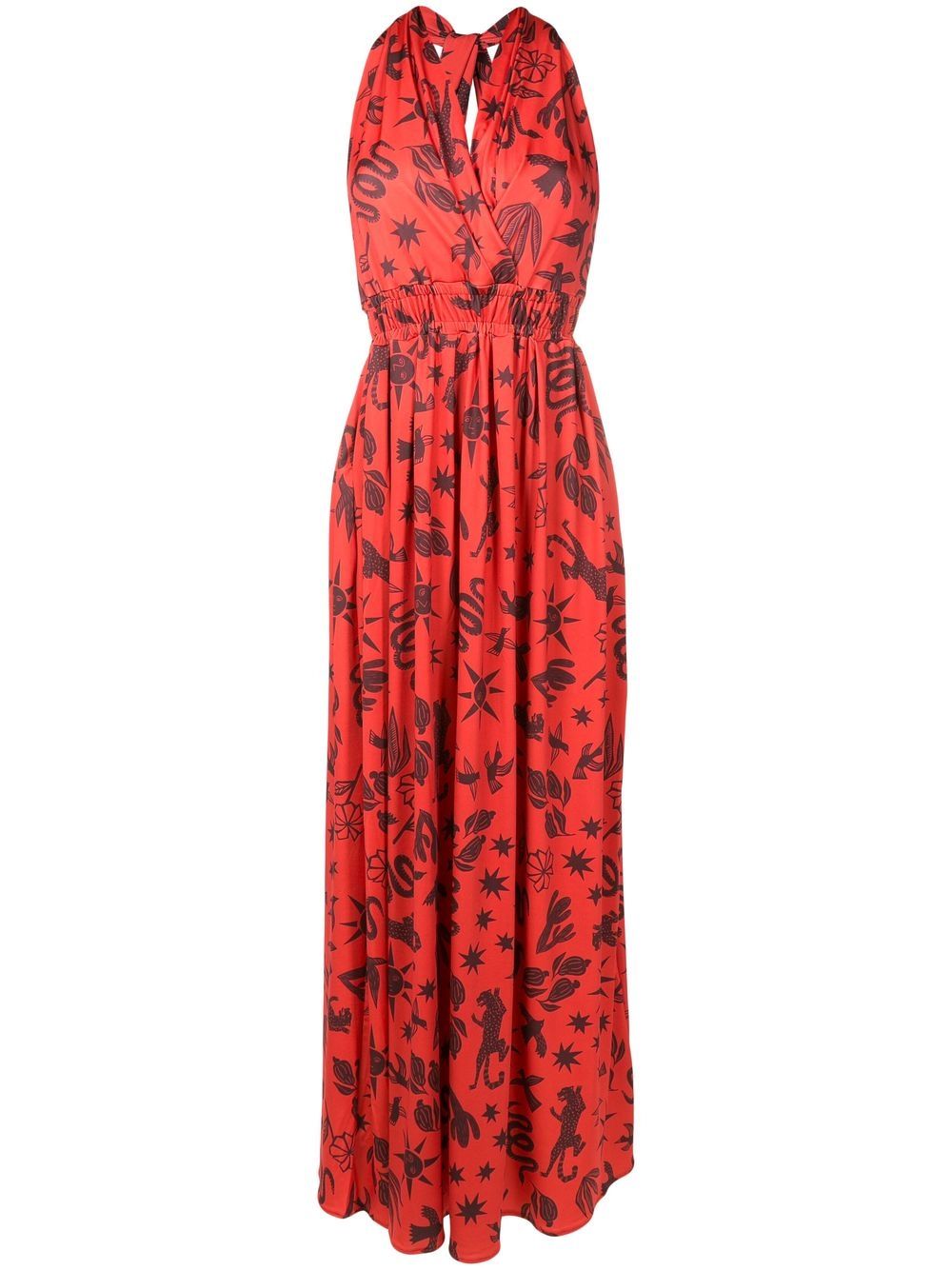Vênus Estampado halterneck dress - Brown