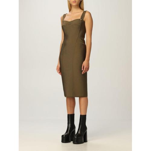 Safety pin-detail midi dress - Green