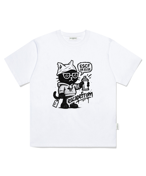 Spray Cat Print Oversized Short Sleeve T-Shirt