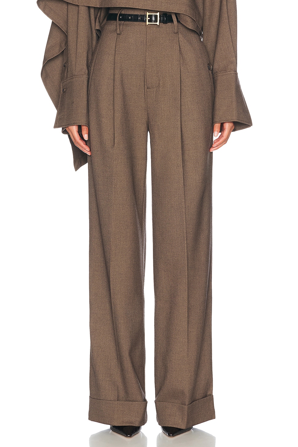 Helsa The Paperbag Trouser in Cocoa Melange. L also in M, S, XL
