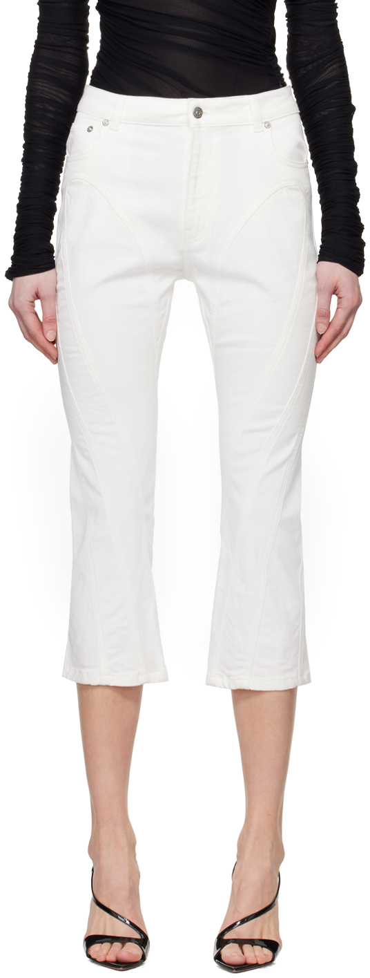 Mugler White Spiral Crop Jeans