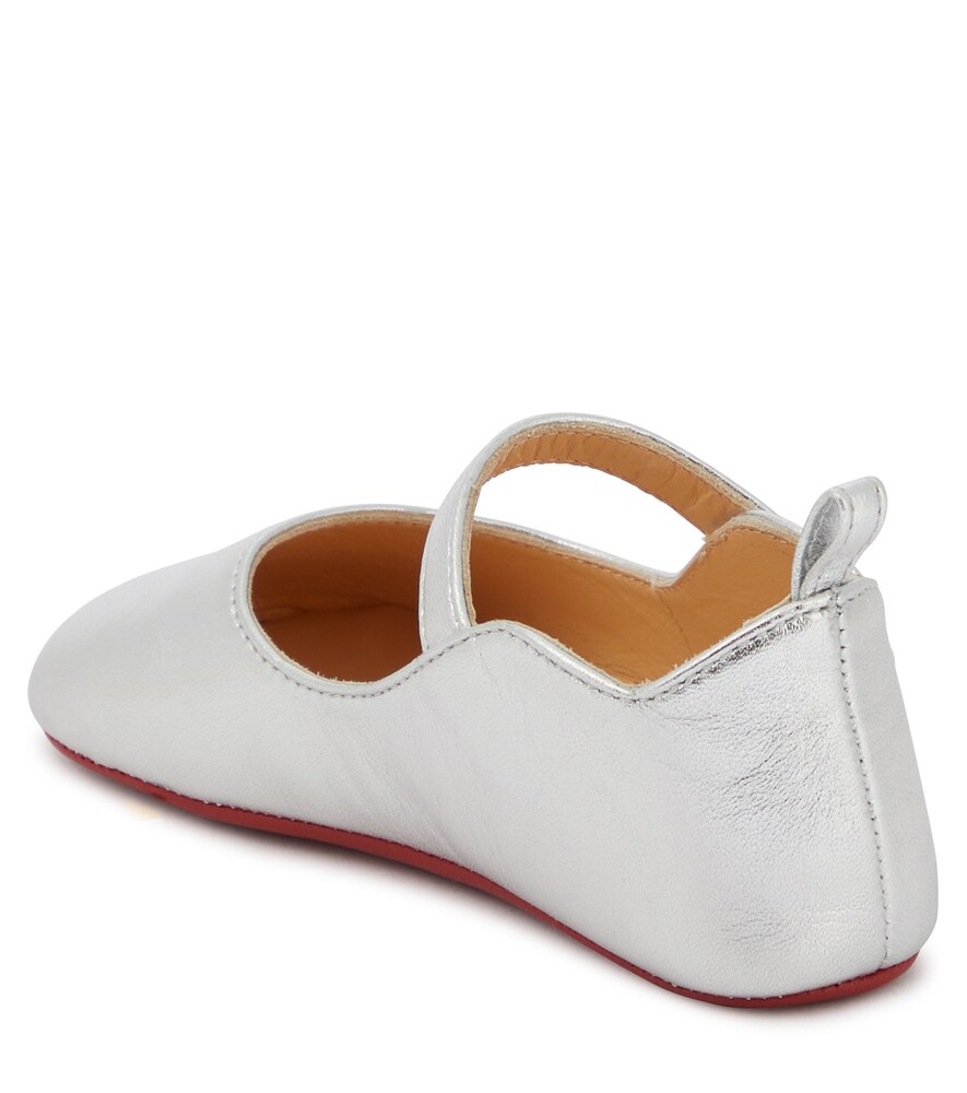 Christian Louboutin Kids Baby Love Chick metallic leather ballet flats