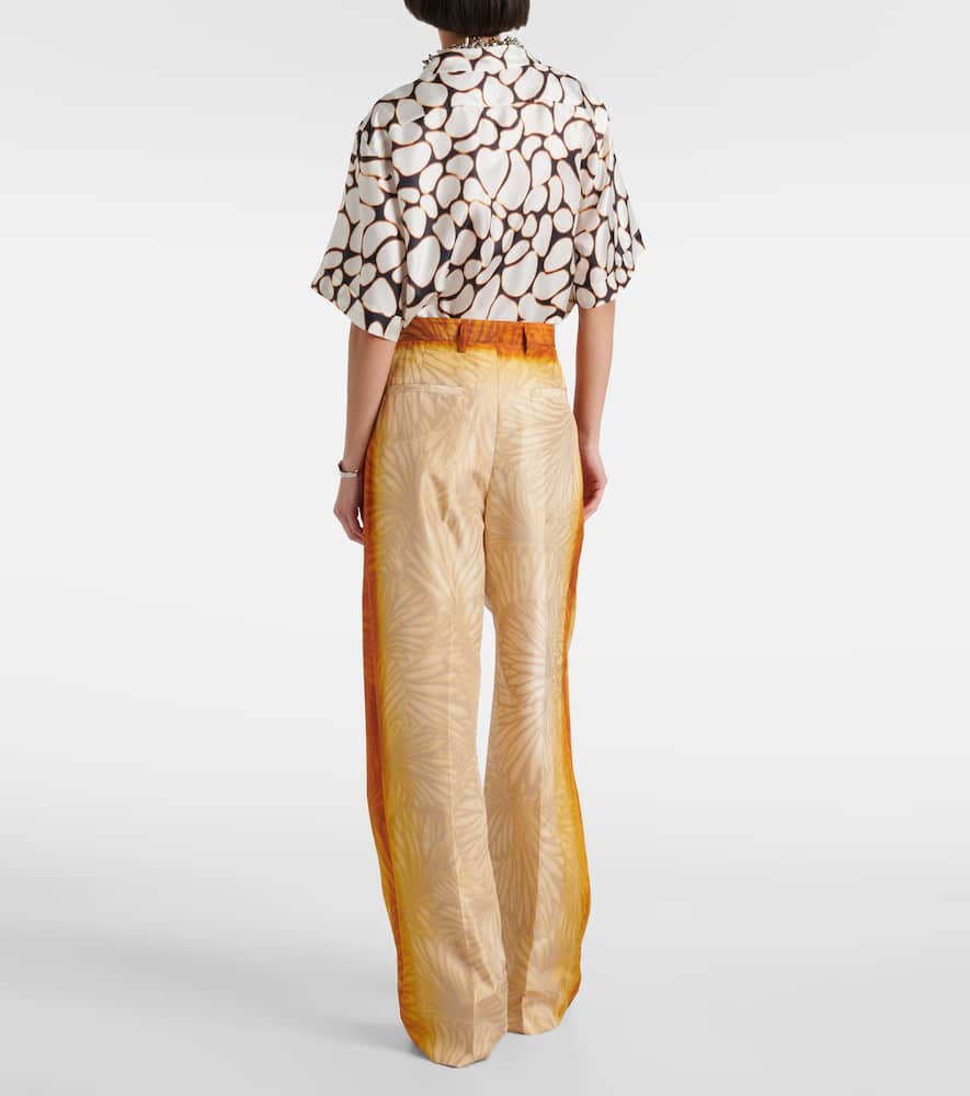 Porters printed silk wide-leg pants