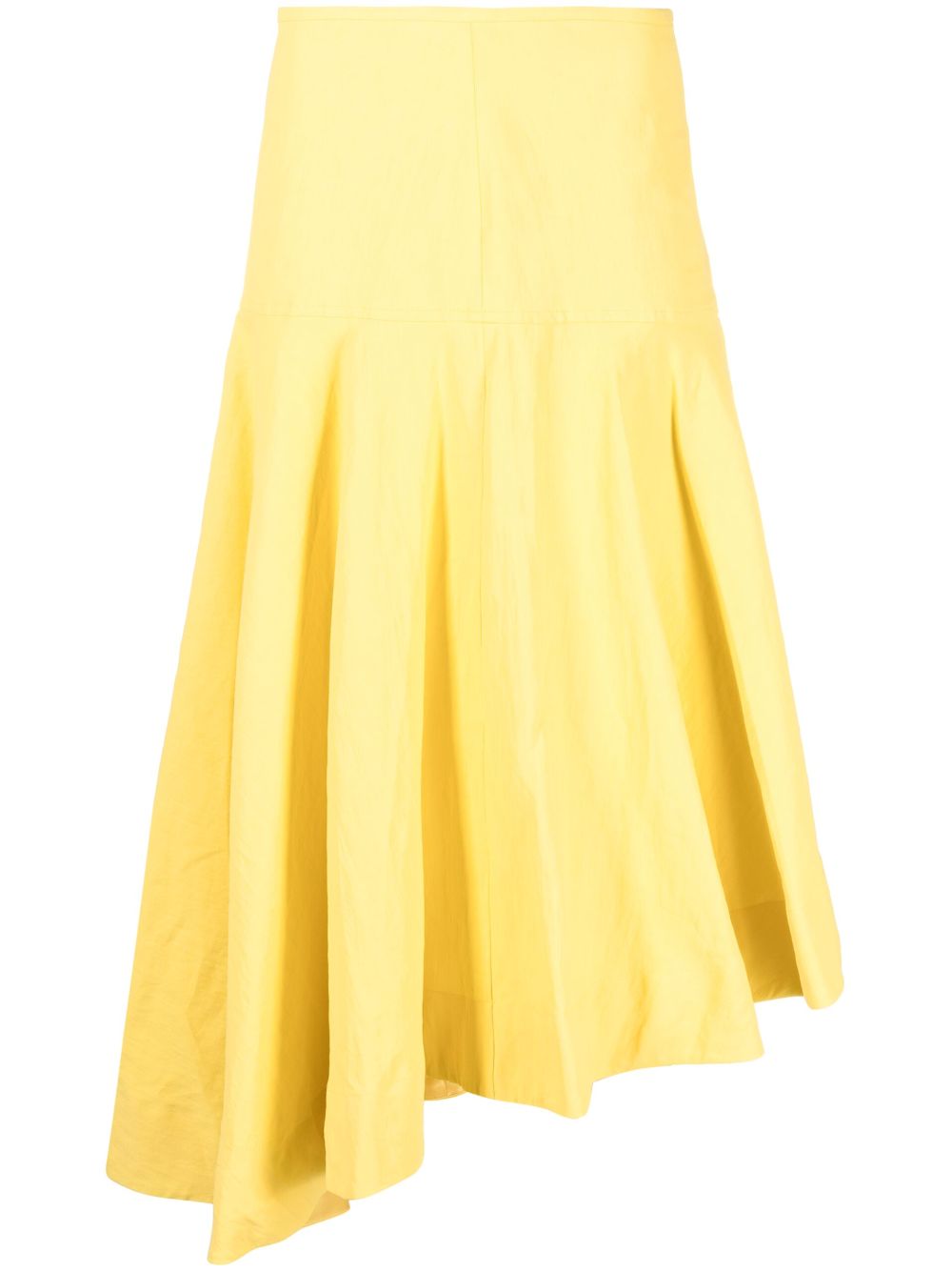 High-low linen midi skirt - White