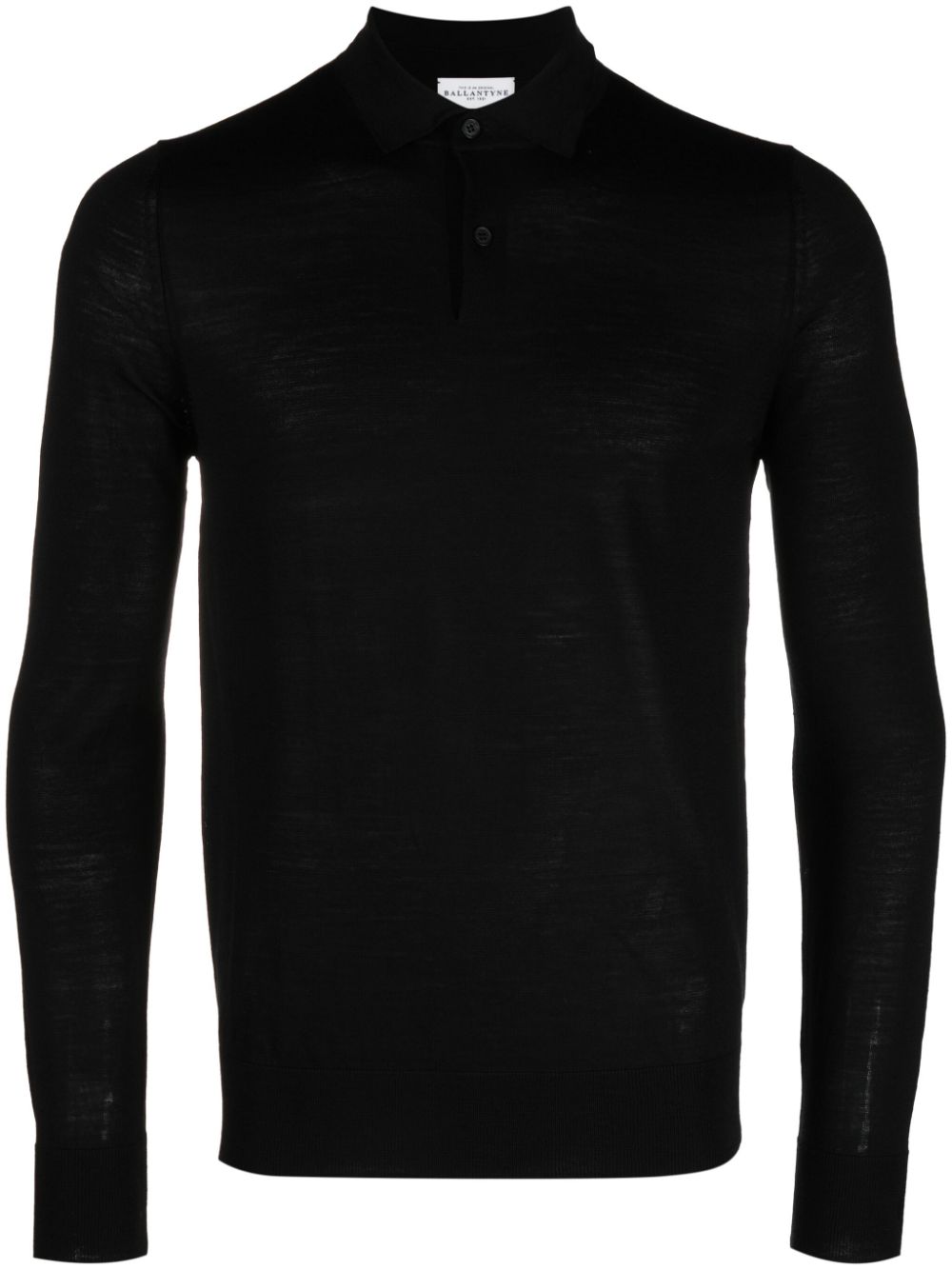 Jersey-wool long-sleeved polo shirt - Blue