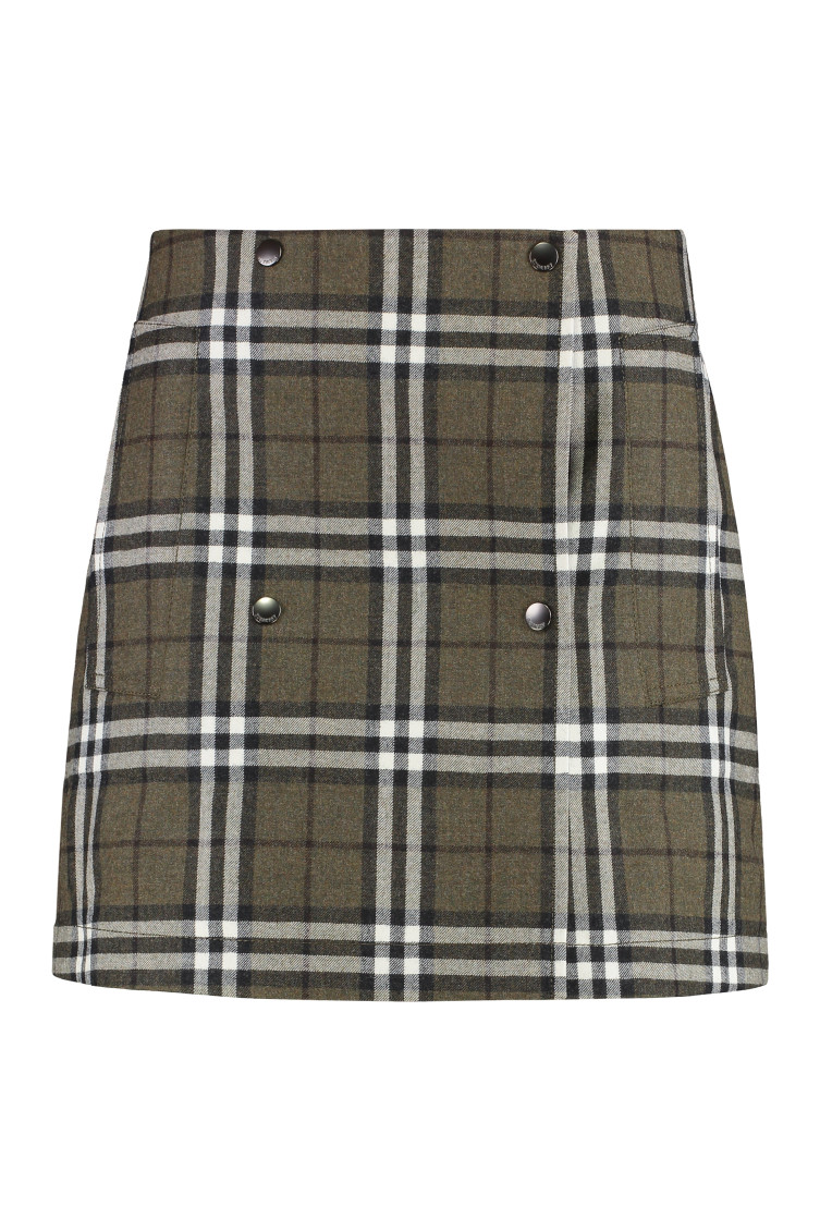 Green Tailored Check Mini Skirt