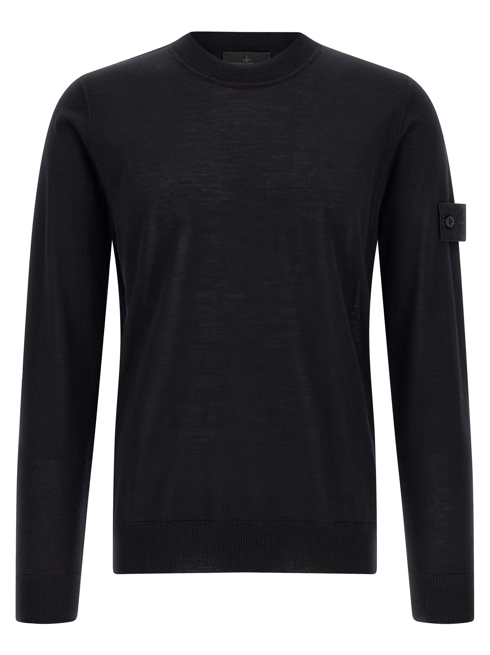 Virgin Wool Crew-Neck Sweater — Black