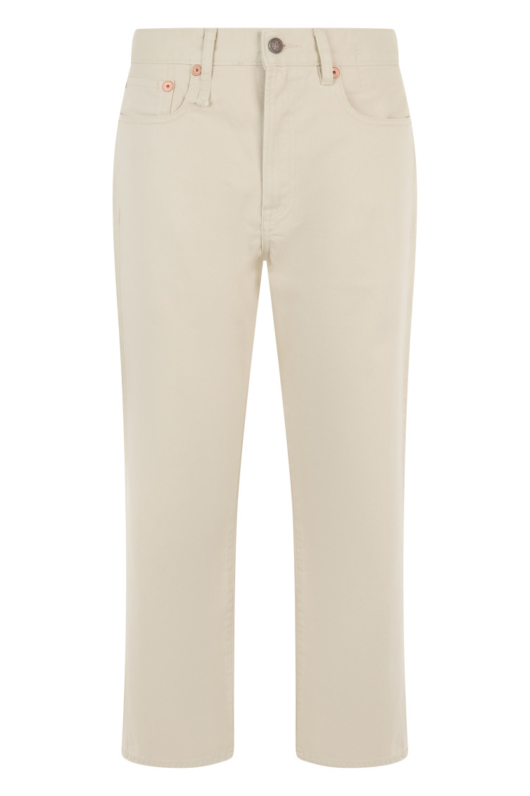 Beige Straight Mid Rise Jeans