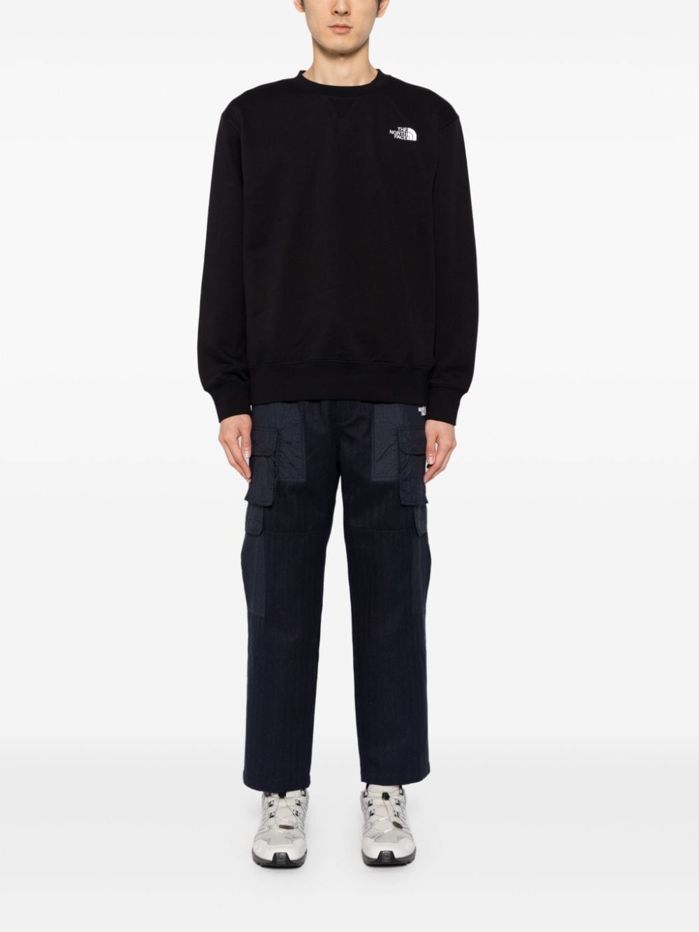 Logo-embroidered long-sleeved sweatshirt - Black
