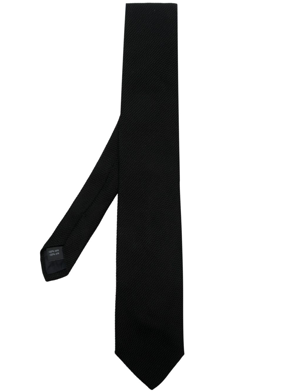 Textured silk tie - Black