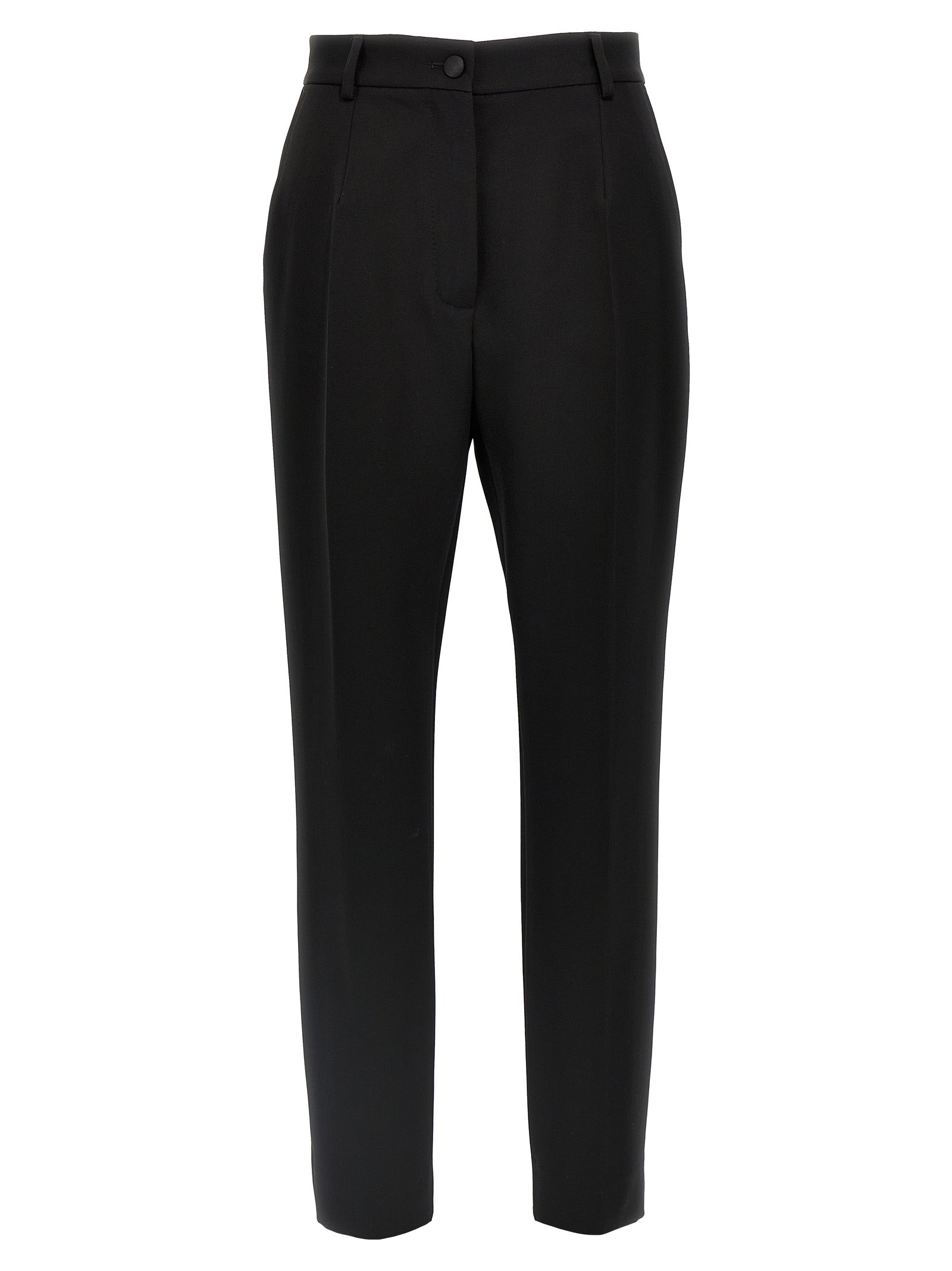 Virgin Wool Tuxedo Trousers — Black