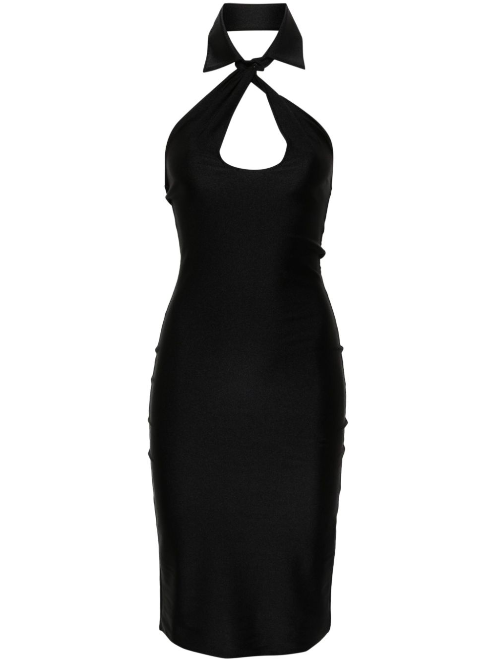Halterneck satin midi dress - Black