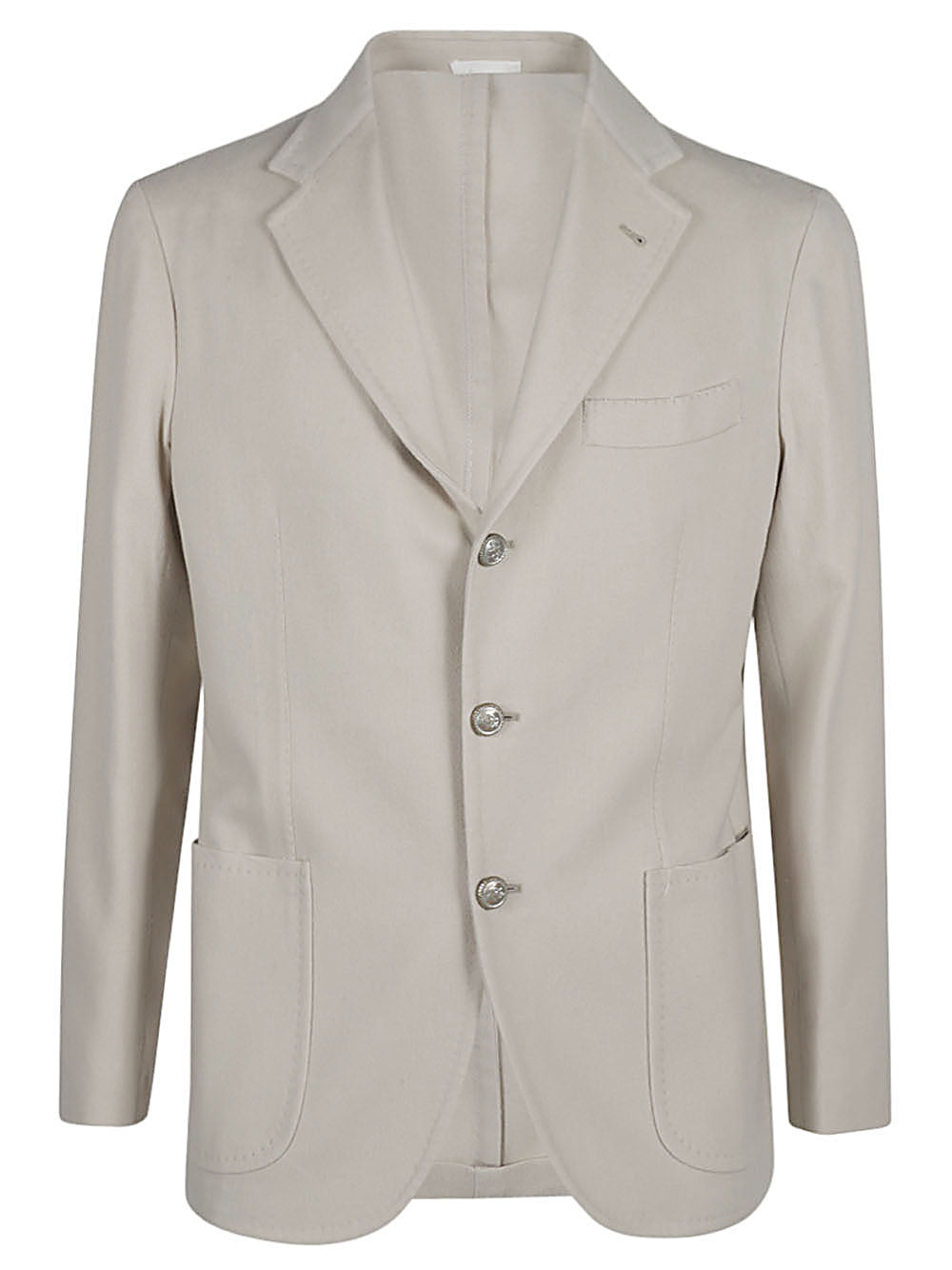 Single-Breasted Wool Blazer — Beige