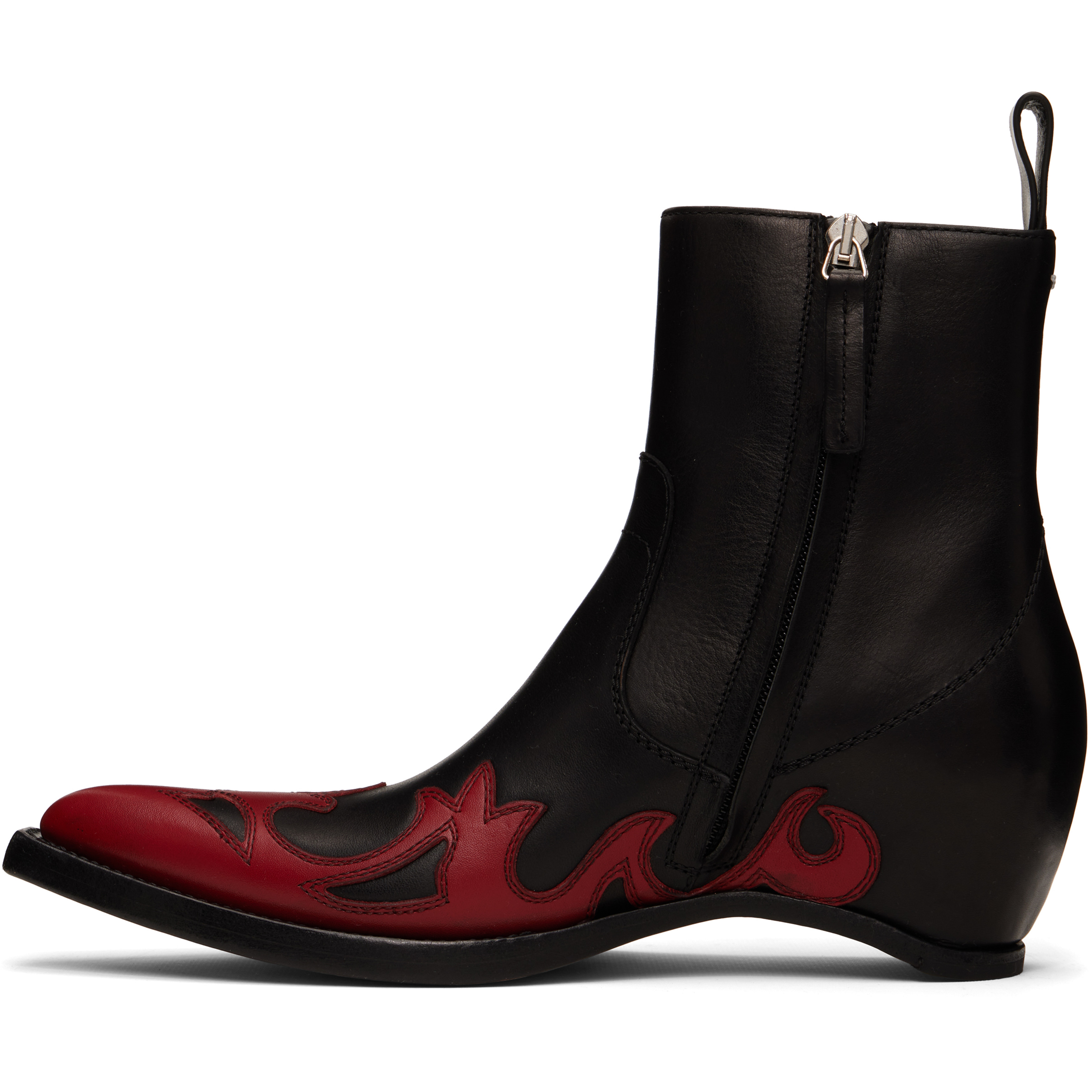 Black Heel-Less Western Flame Boot