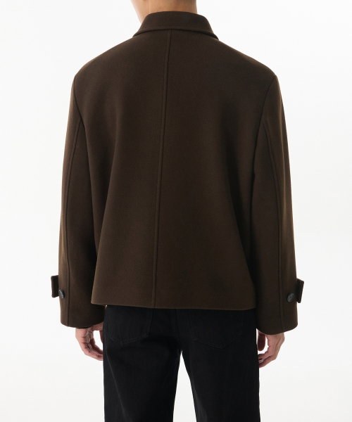 Wool Blend Oversized Short Balmacaan Coat