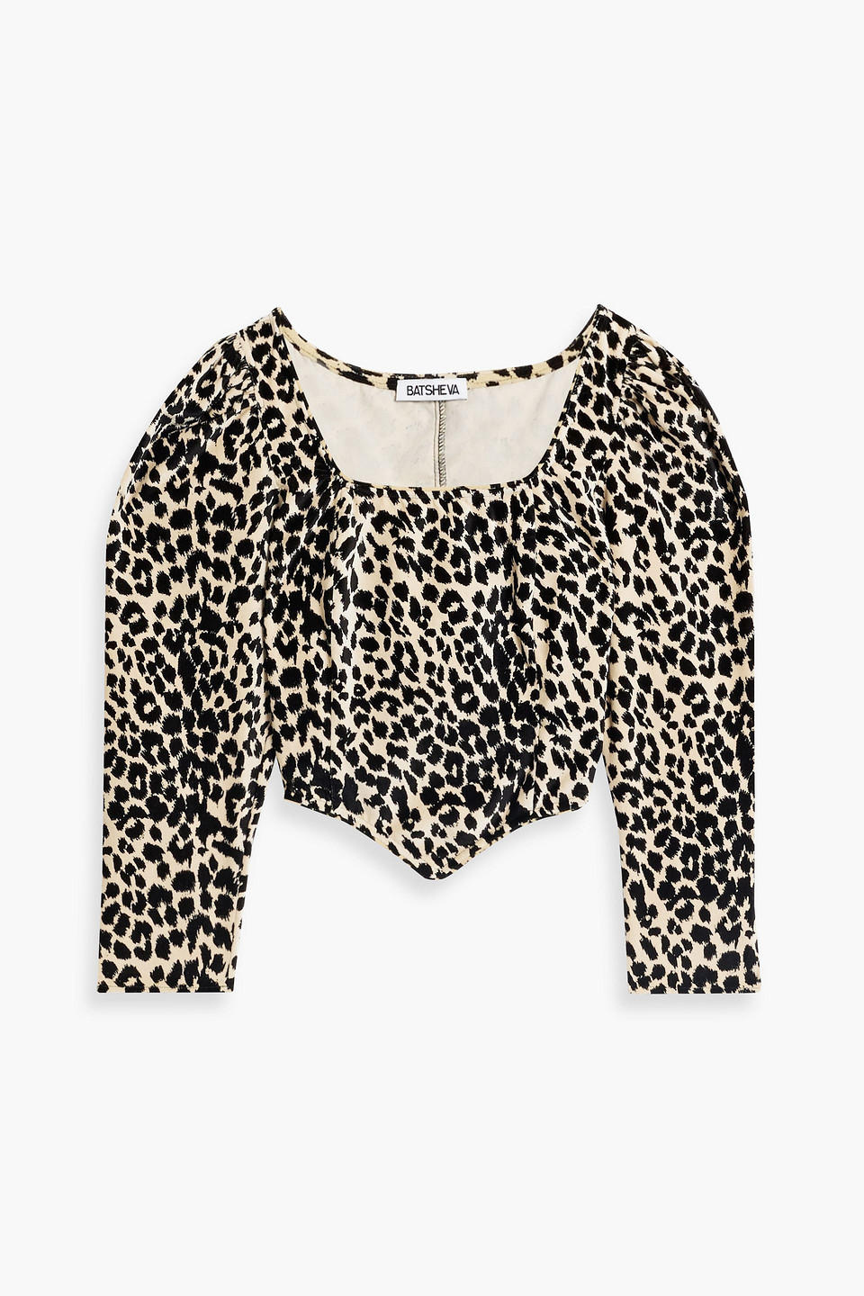 Dirndl cropped leopard-print cotton-velvet top