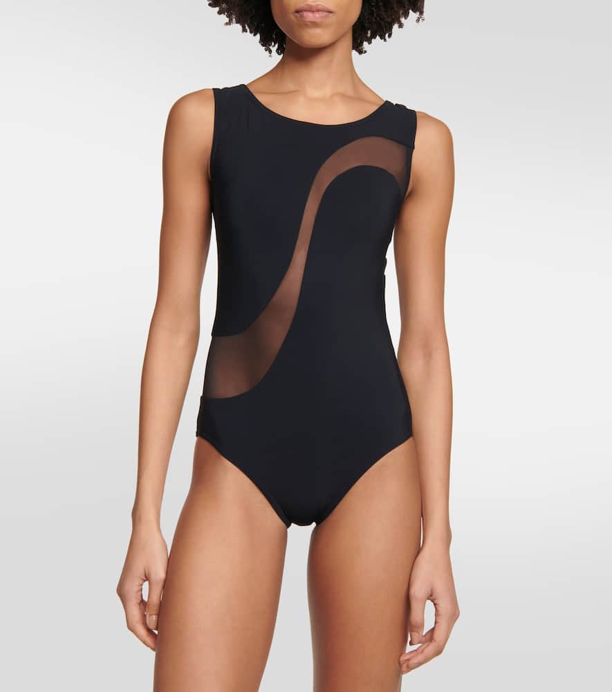 Mesh-trimmed swimsuit
