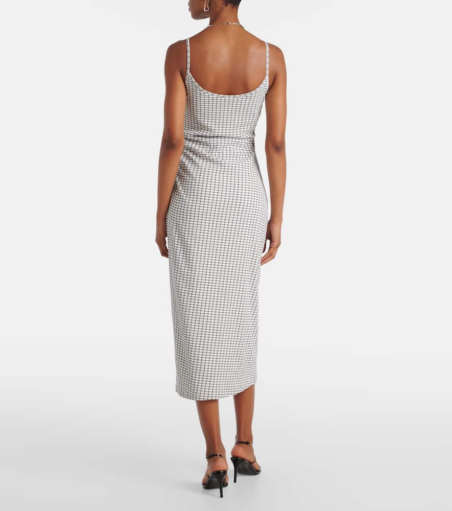 Checked ruched midi dress