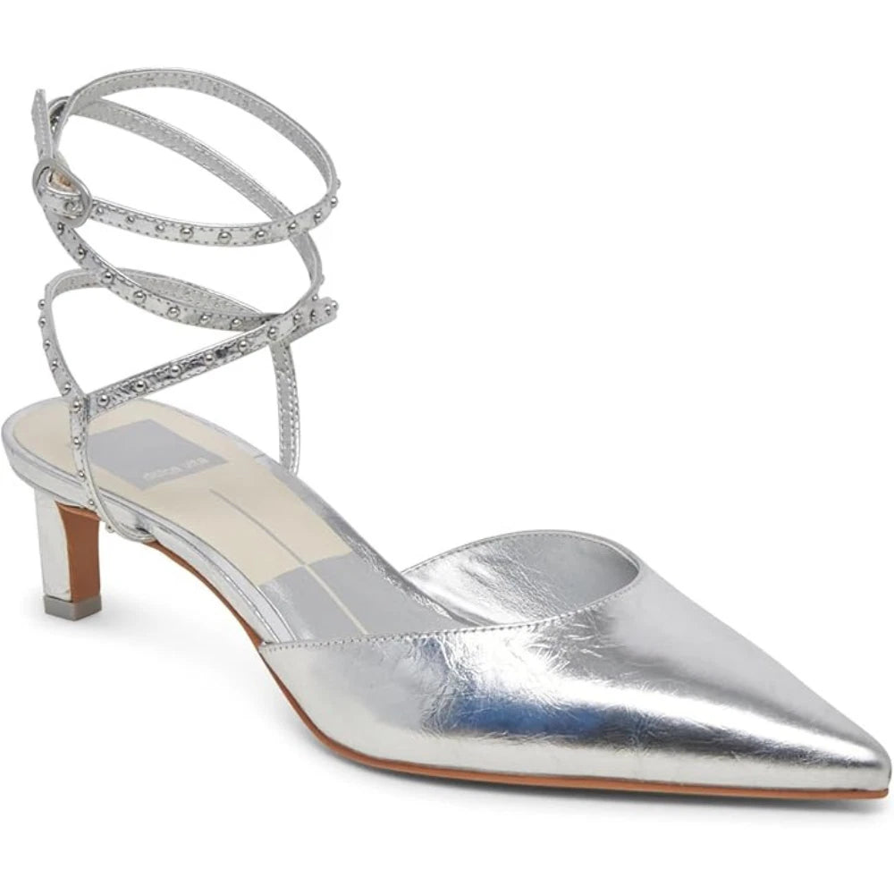 Loklyn Pump Women's Silver Patent Leather Kitten Heel HTAT1076