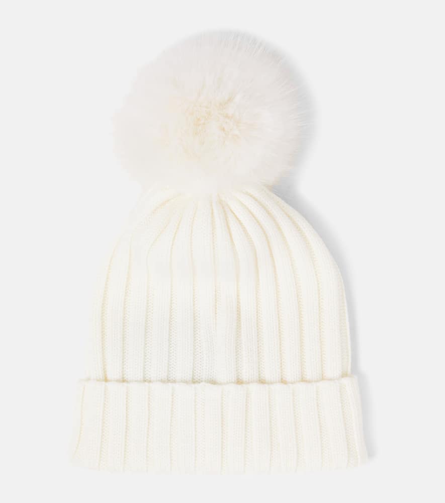 Logo faux fur-trimmed wool beanie