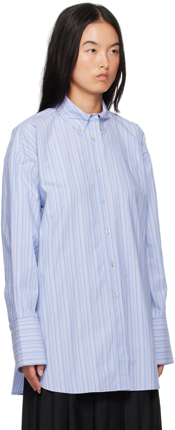 REMAIN Birger Christensen Blue Oversize Striped Shirt