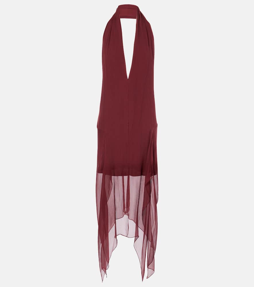 Asymmetric silk georgette minidress