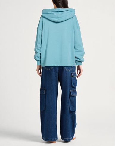 Woman Sweatshirt Turquoise Size L Cotton