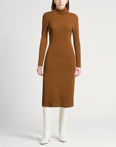 Woman Midi dress Camel Size 6 Virgin Wool, Silk, Cashmere