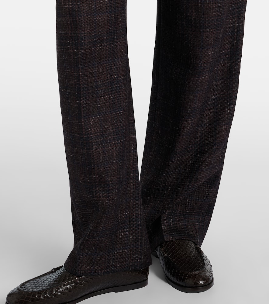 Blazé Milano Fox checked wool and silk wide-leg pants