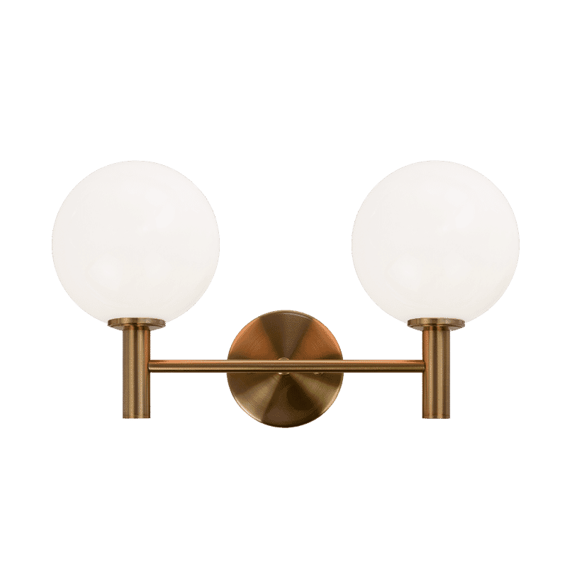 Aged Gold Brass Two Light Wall Sconce from the Cosmo Collection