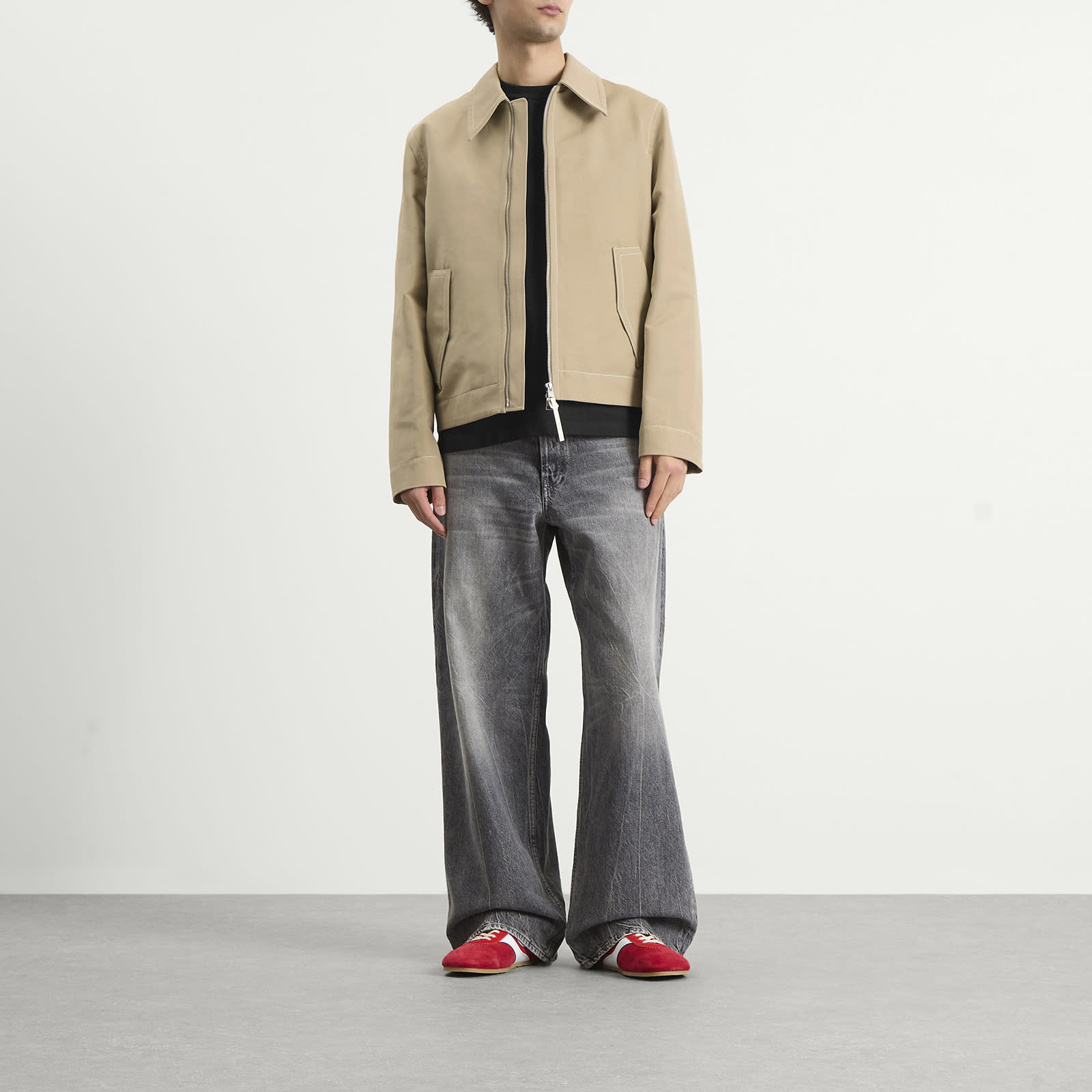Men's Zipped Jacket in Beige Taupe