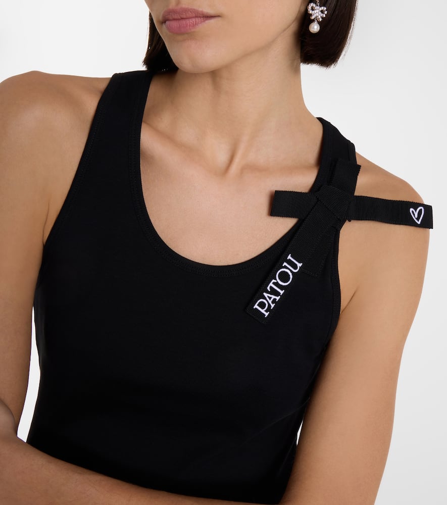 Logo bow-detail cotton tank top
