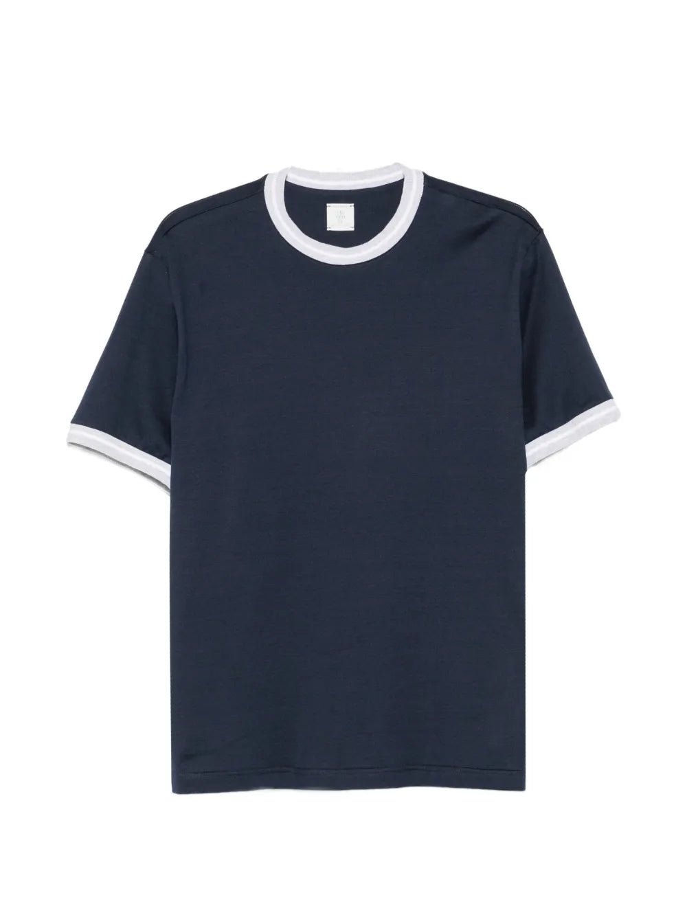 Contrast-Trim Crew Neck T-Shirt — Navy