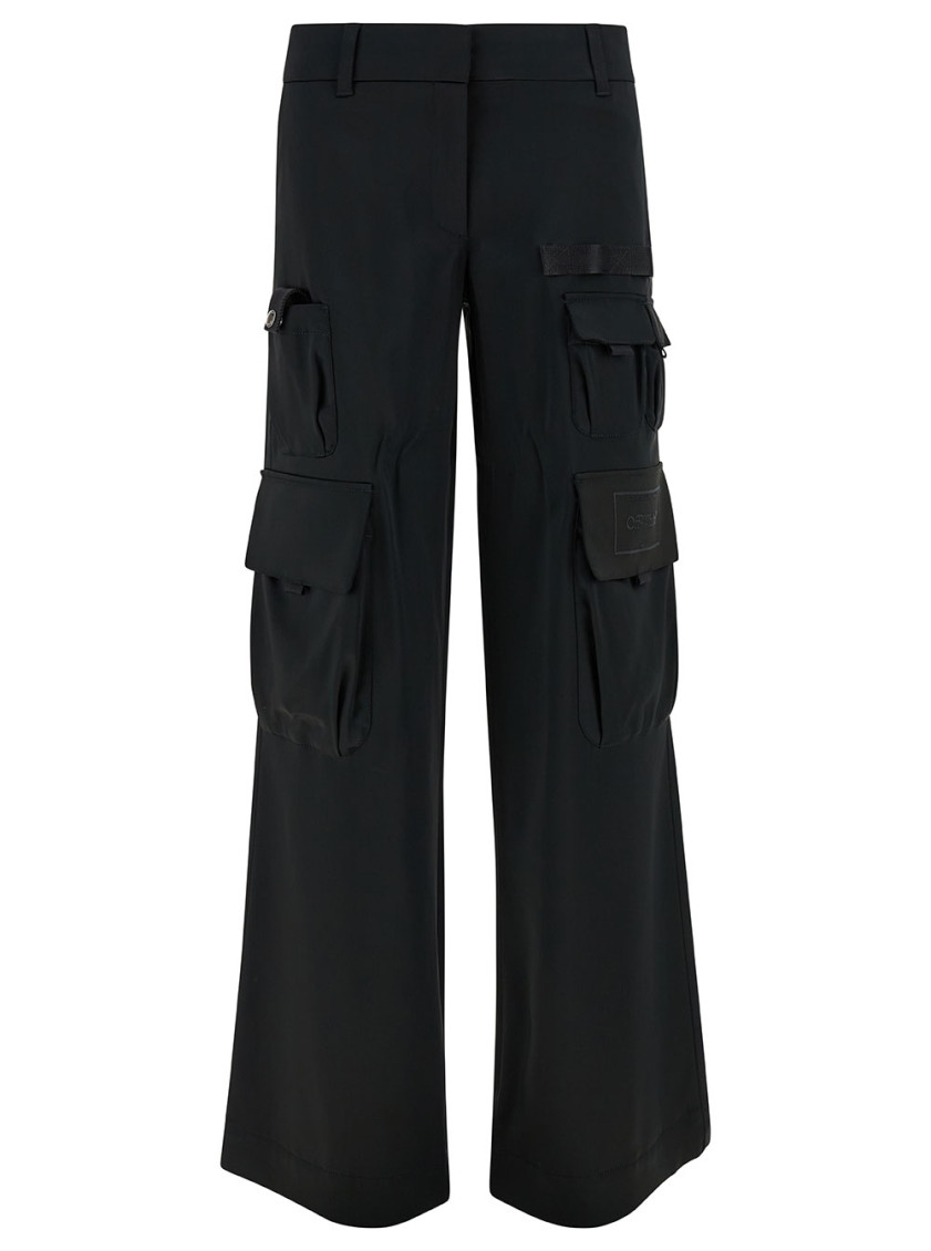 Satin cargo trousers - Black