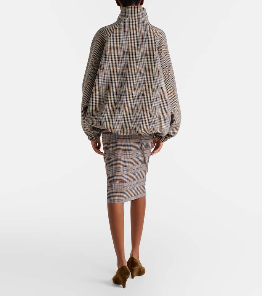 Aurora plaid sheer mesh midi skirt