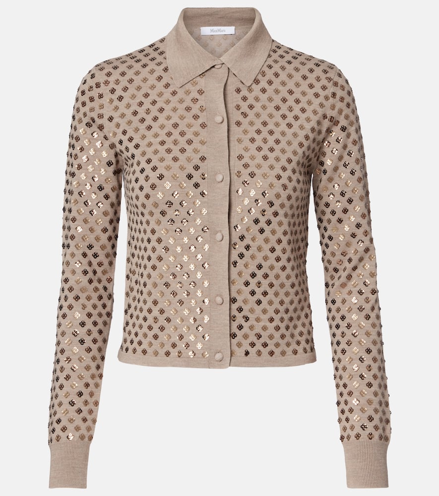Ragno sequined virgin wool cardigan