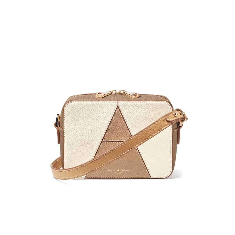 Camera Crossbody in Soft Taupe & Ivory Pebble