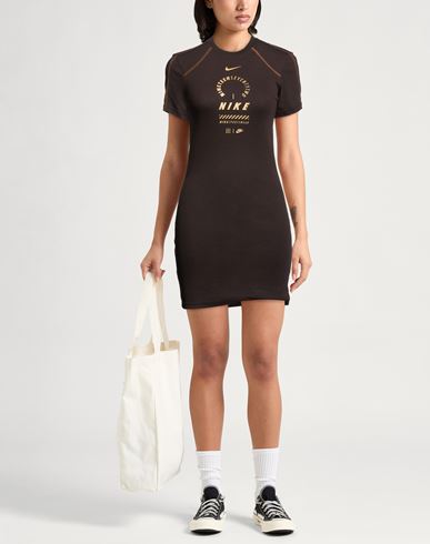 Woman Mini dress Brown Size XS Polyester, Cotton, Viscose