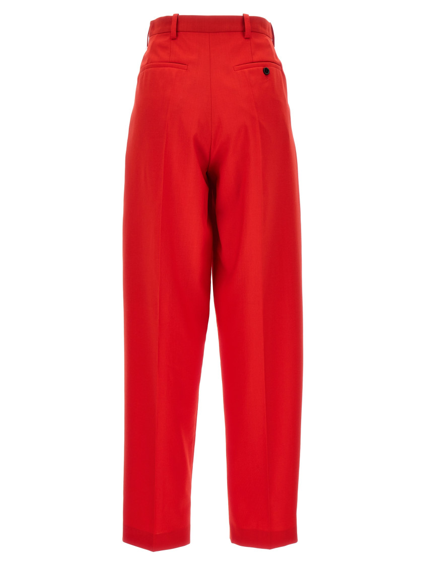 -Front Pleat Pantaloni Rosso-Donna