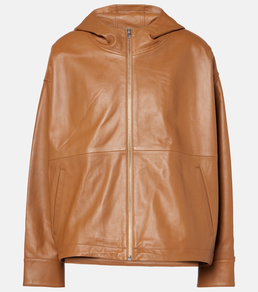 Hooded leather jacket